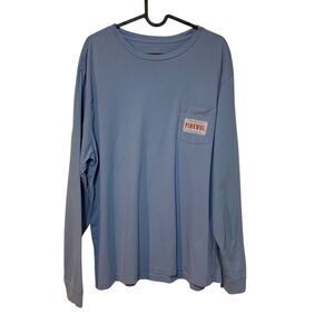 Vineyard Vines Men Blue Long Sleeve Pocket Whale License Plate Graphic Shirt L